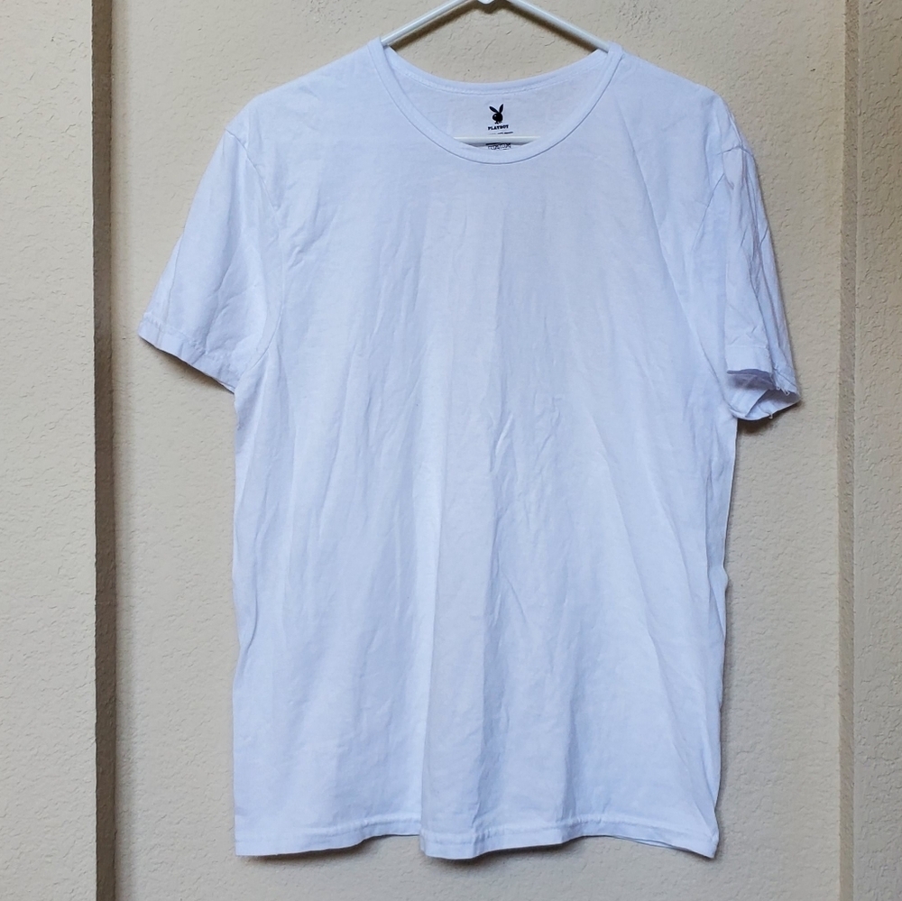 PLAYBOY White Short Sleeve Tee.   Size Large